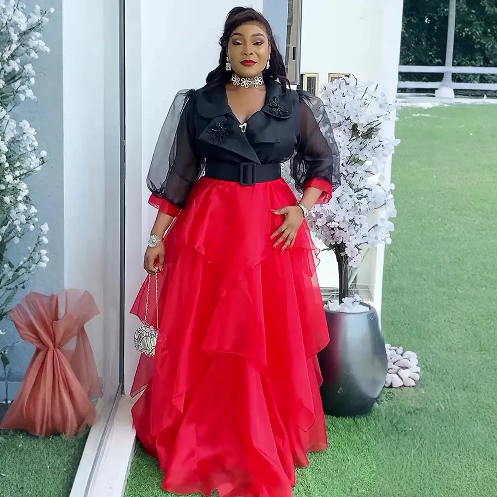 Robe longue élégante à blocs de couleurs pour femmes africaines de grande taille