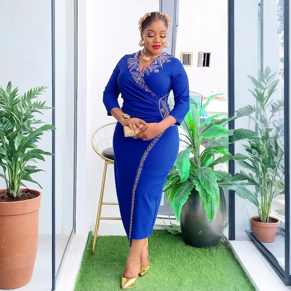 Robe moulante élégante cloutée grande taille pour femmes africaines