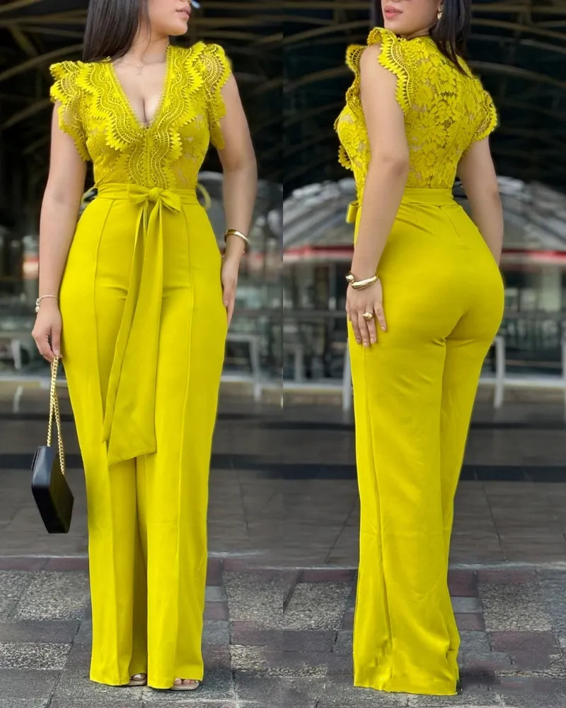 Combinaison ample en patchwork de dentelle pour femme GL