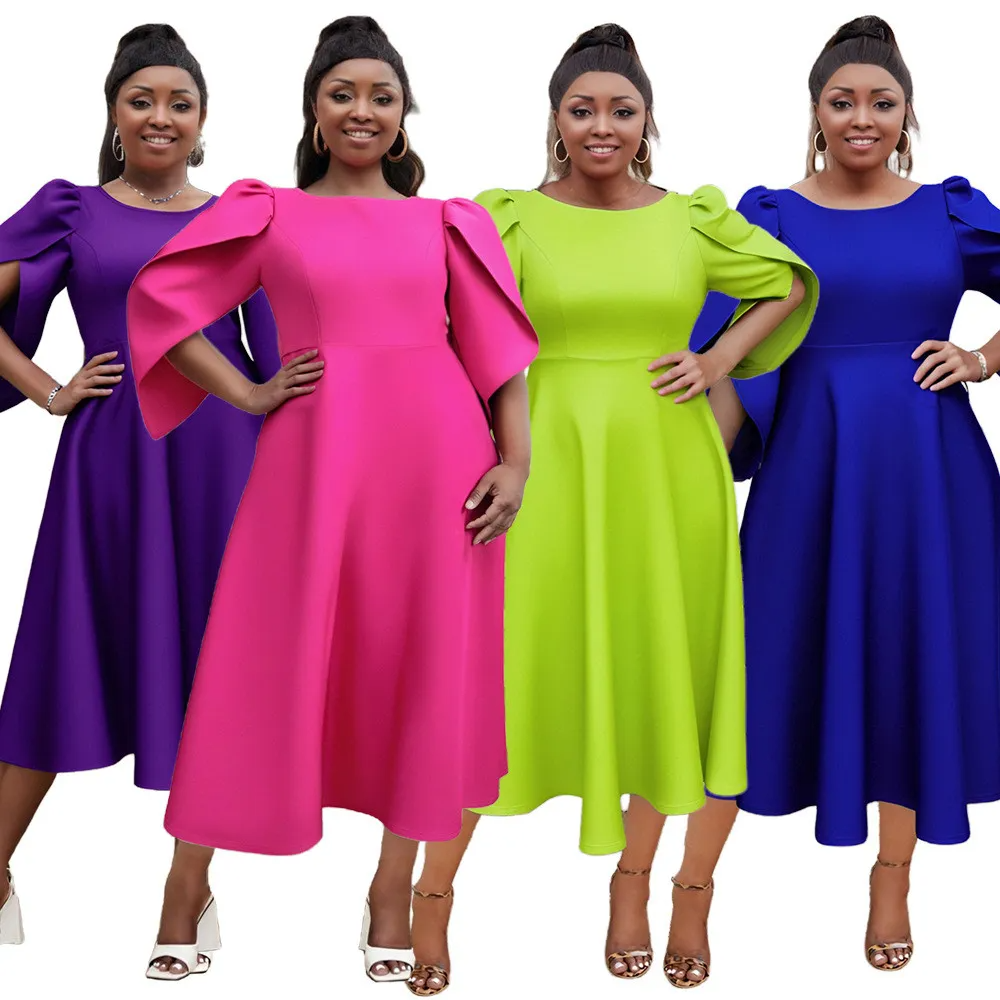 Robe de soirée à manches volantées pour femme