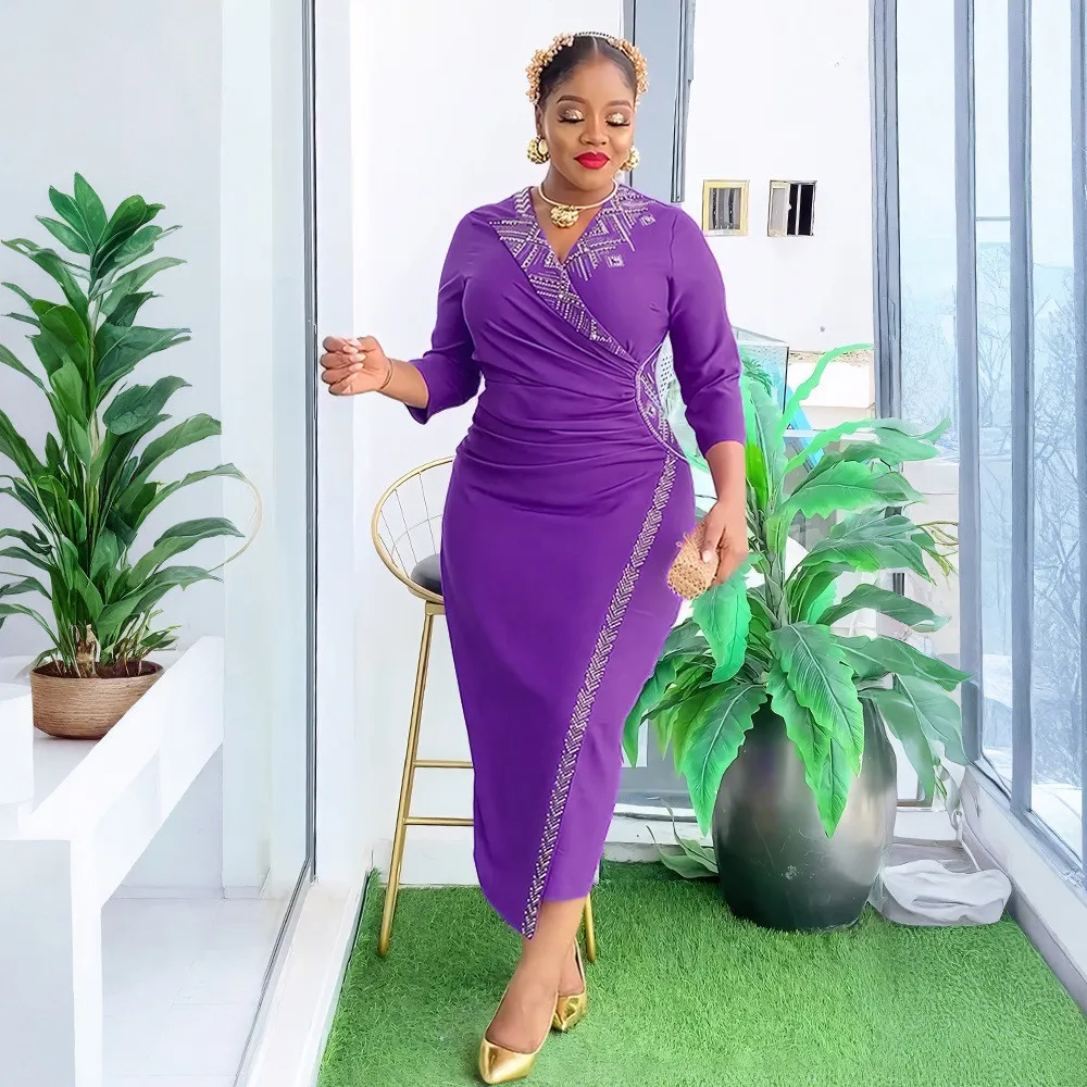 Robe moulante élégante cloutée grande taille pour femmes africaines
