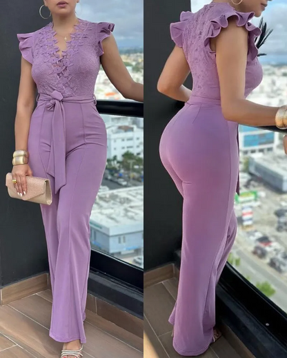 Combinaison ample en patchwork de dentelle pour femme GL