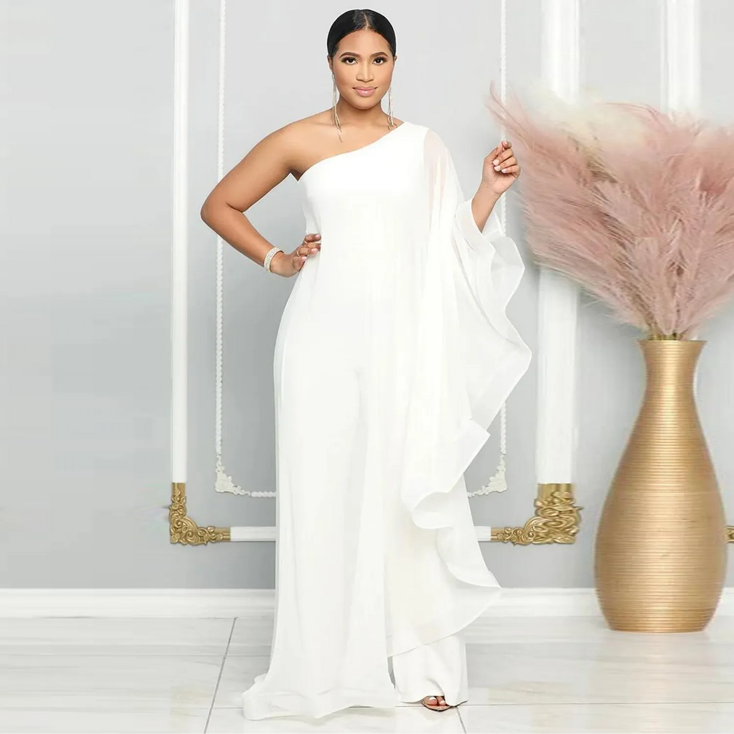 Combinaison extensible sexy à une épaule sans manches pour femme GL