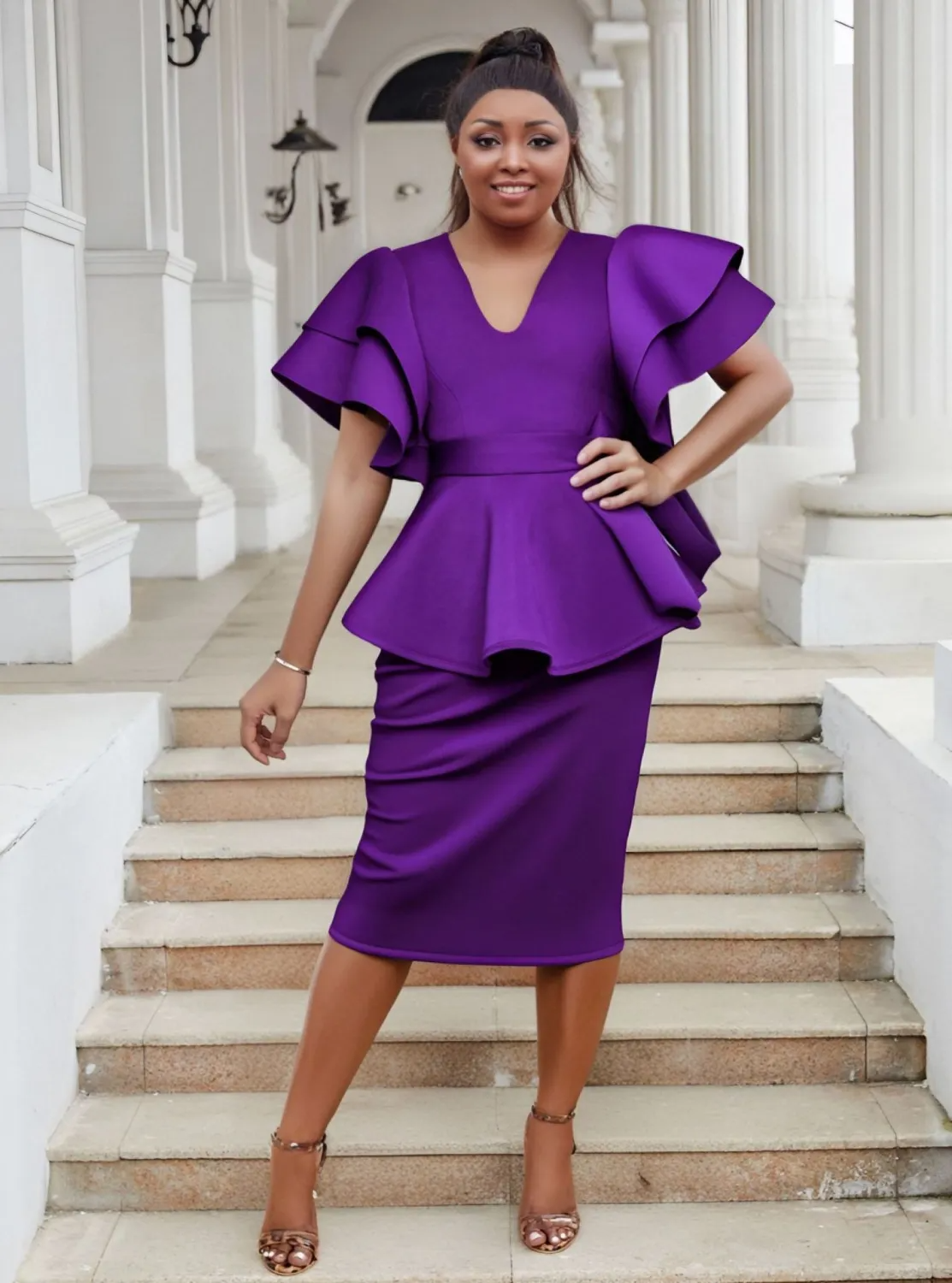 Robe élégante à volants pour femmes