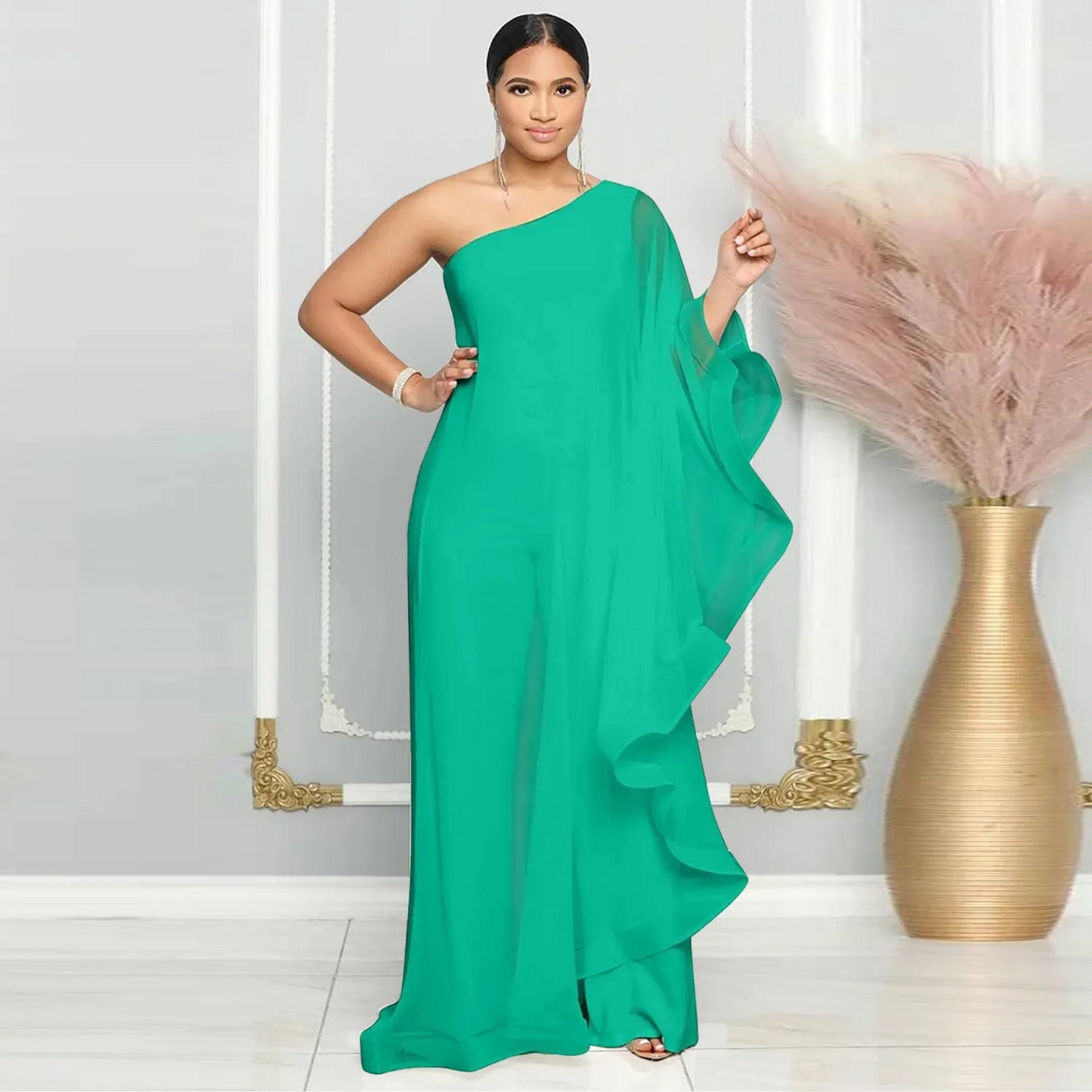 Combinaison extensible sexy à une épaule sans manches pour femme GL