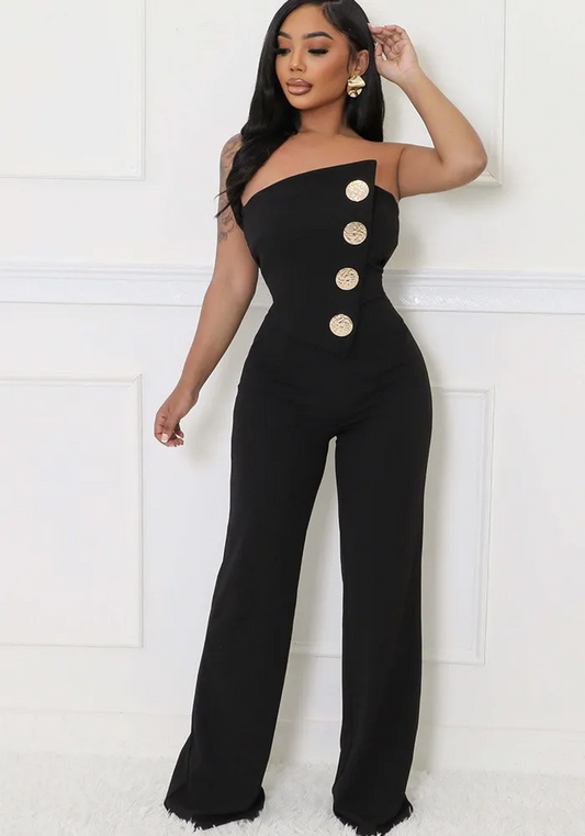 Combinaison de sport sans manches à boutons et sans bretelles pour femme GL