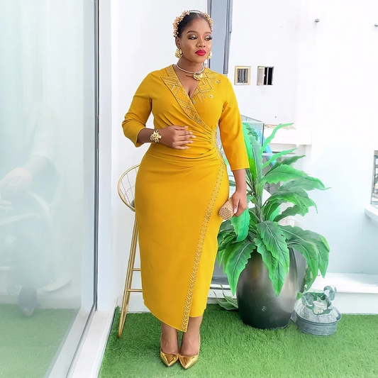 Robe moulante élégante cloutée grande taille pour femmes africaines