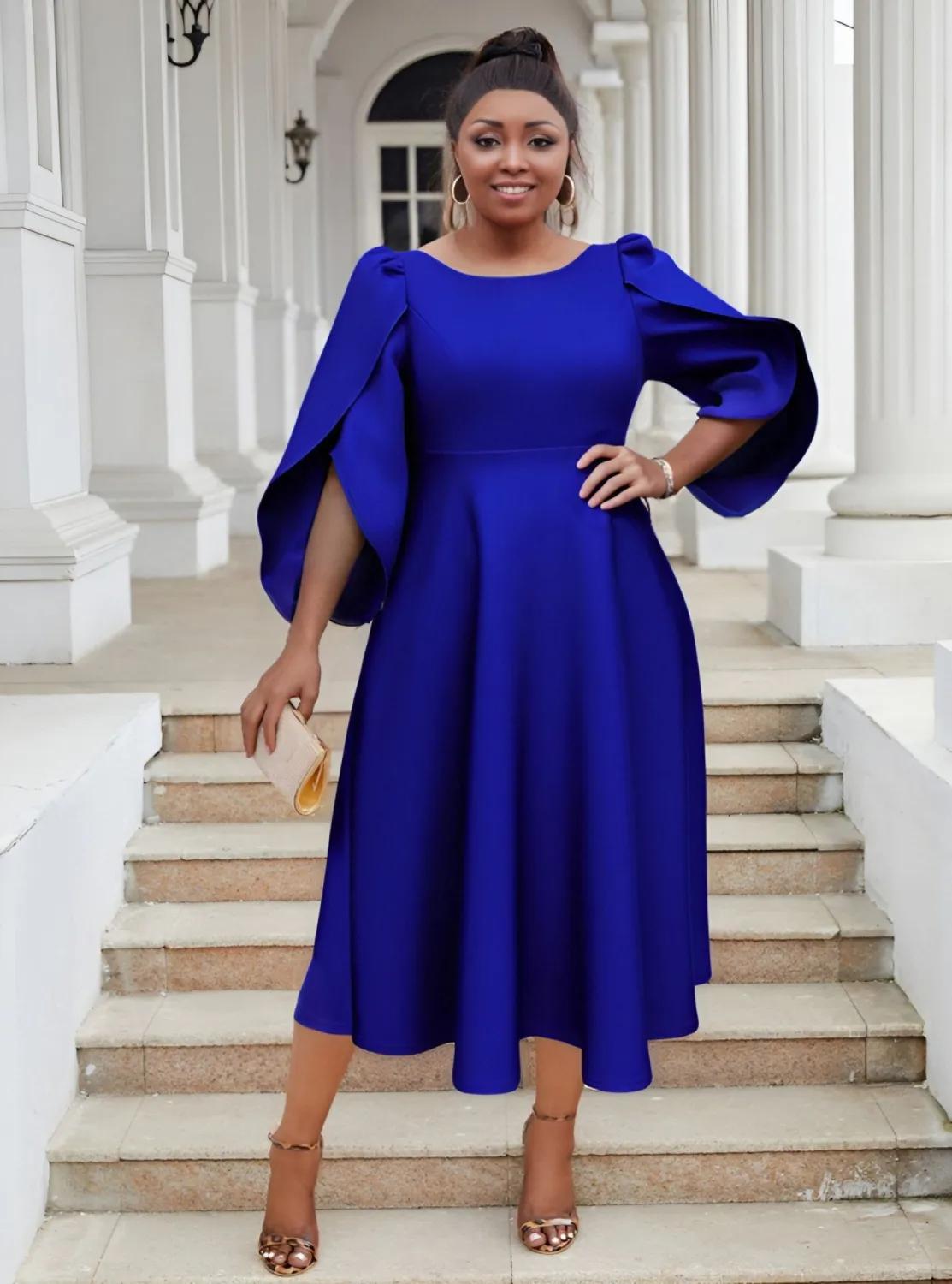 Robe de soirée à manches volantées pour femme