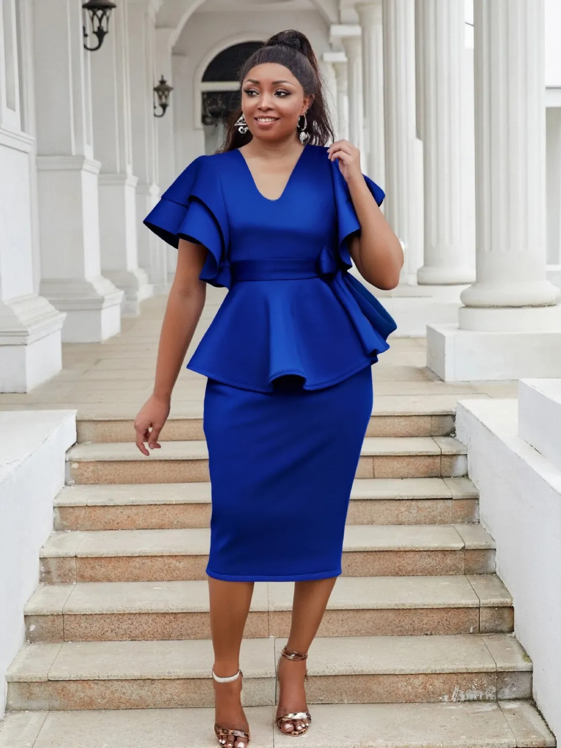 Robe élégante à volants pour femmes