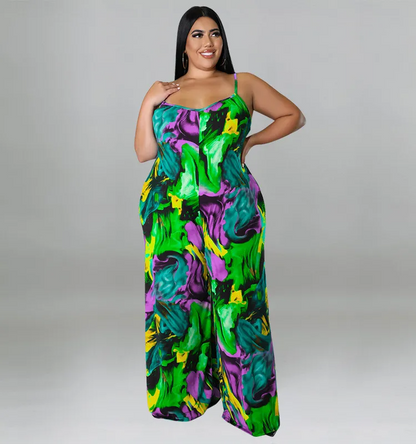 Combinaison d'été grande taille pour femme avec bretelles et ceinture GL