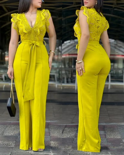 Combinaison ample en patchwork de dentelle pour femme GL