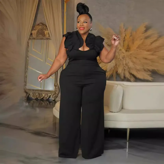 Combinaison sexy grande taille pour femme, bretelles, dentelle, élastique, jambes larges GL